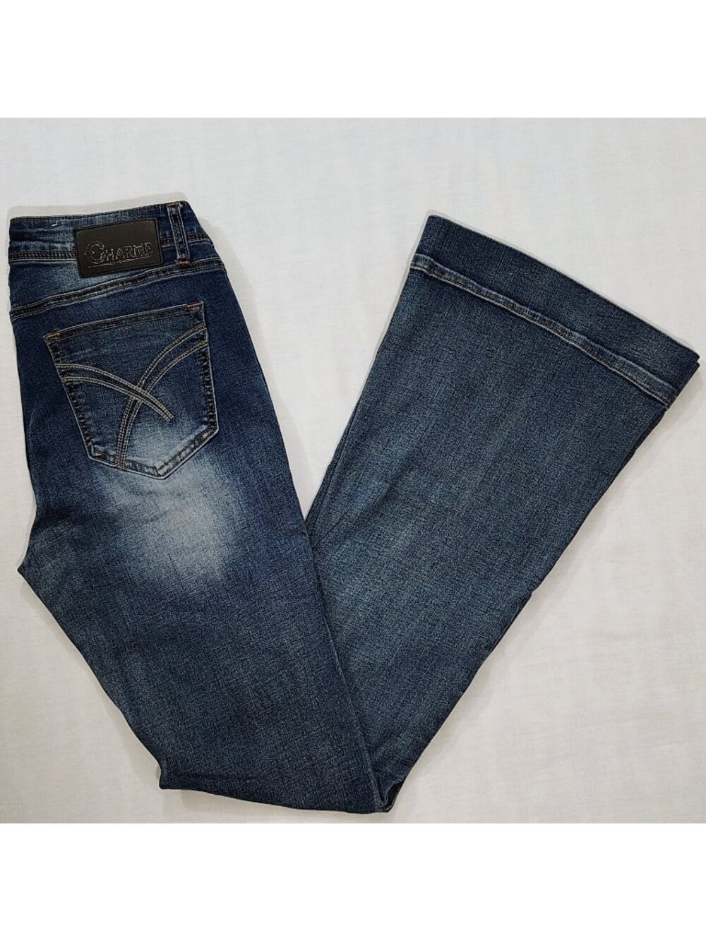 Charme Flared Jeans Womens Size 28 Denim Pants Medium Wash Mid Rise Blue Stretch